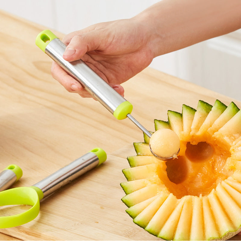 3-Piece Fruit Digging Tool Set Stainless Steel | Melon Baller, Carving Knife & Fruit Shovel | Stackable Design 7