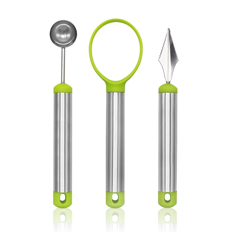3-Piece Fruit Digging Tool Set Stainless Steel | Melon Baller, Carving Knife & Fruit Shovel | Stackable Design 15