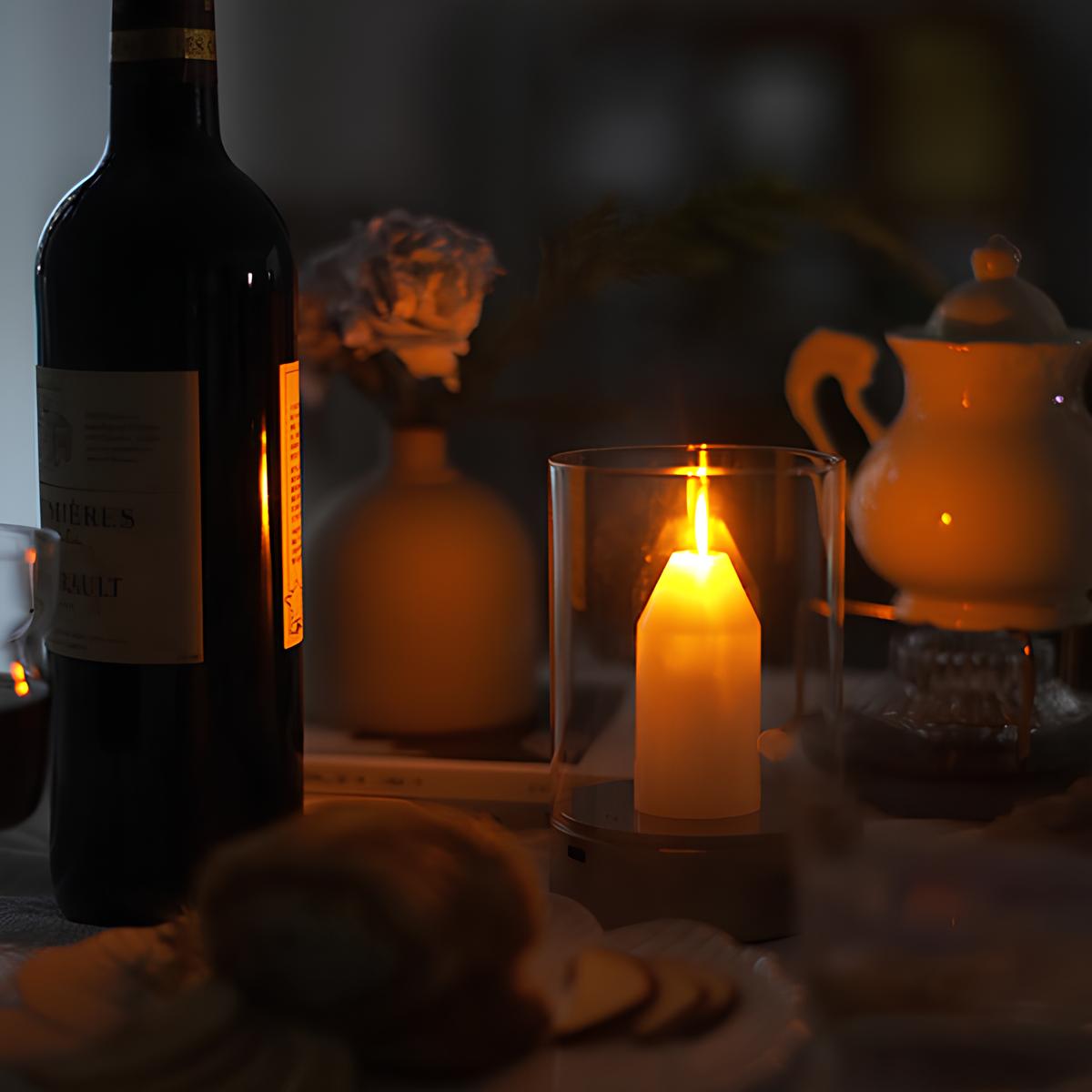 Flameless LED Candle Lamp 8.6 x 13 cm | Warm White Flicker, Hand Gesture Control | USB Rechargeable, No Flame or Smoke 4