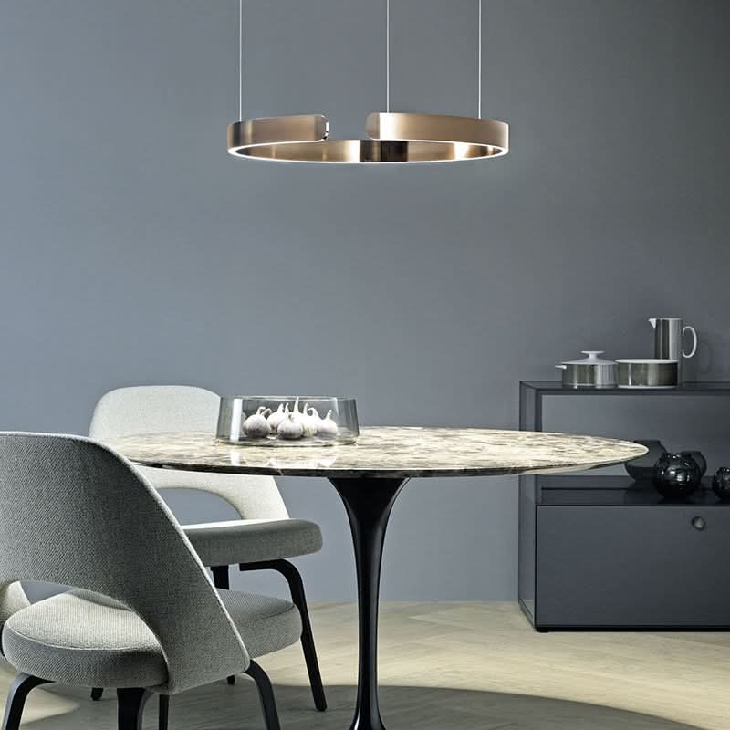 Round LED Ceiling Light Metal Acrylic | 3 Light Tones Dimmable Adjustable Height | Minimalist Living Room Lighting 15