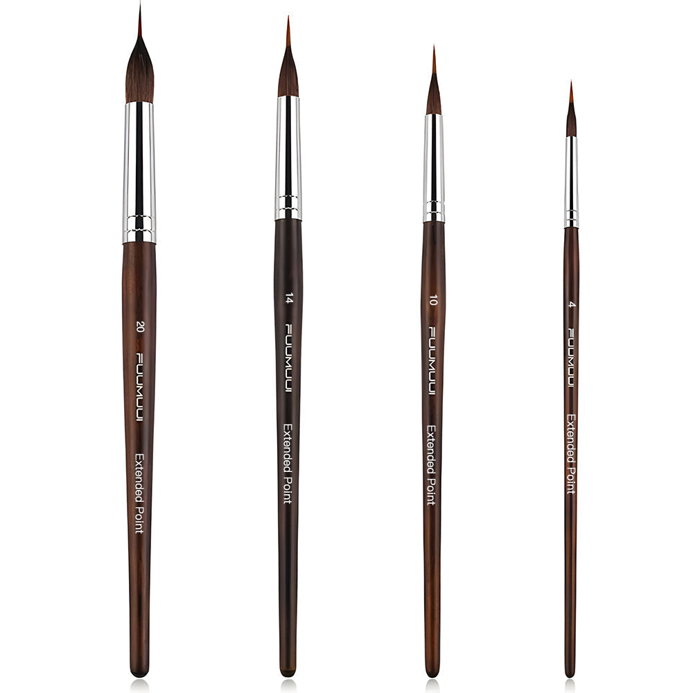 Artist Paint Brush Set, Birch Wood Handles | 4 or 6 Brushes, Fine to Broad Tips | Nickel-Plated Ferrules, Built-In Reservoir 6