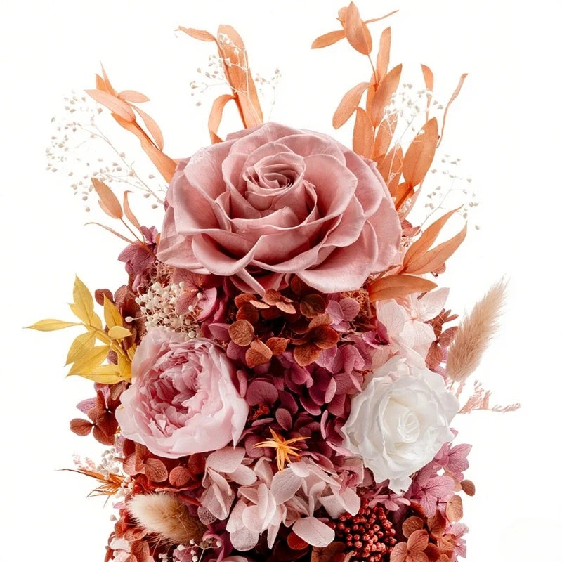 Preserved Flower Glass Dome Night Light | Dried Rose, Dandelion or Poppy-Pinecone Design | Warm White Ambient Glow 12