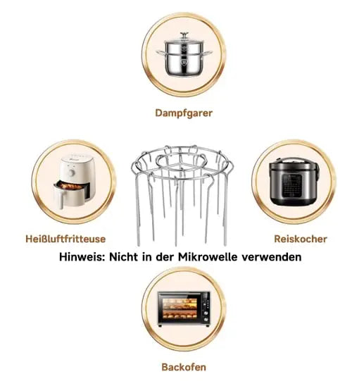 Air Fryer Grill Rack Stainless Steel | 360° Hot Air Circulation | Smoke-Free, Low-Fat Grilling with 24 Skewers 9