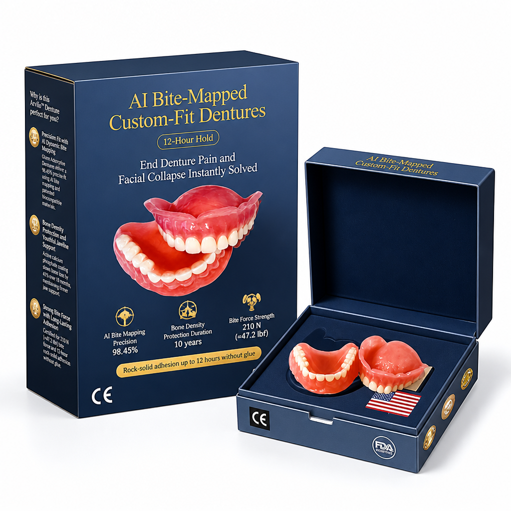 AI Bite-Mapped Custom-Fit Dentures | AI Bite Mapping & 210N Bite Force | 12-Hour Glue-Free Hold, No Sores or Slipping 1