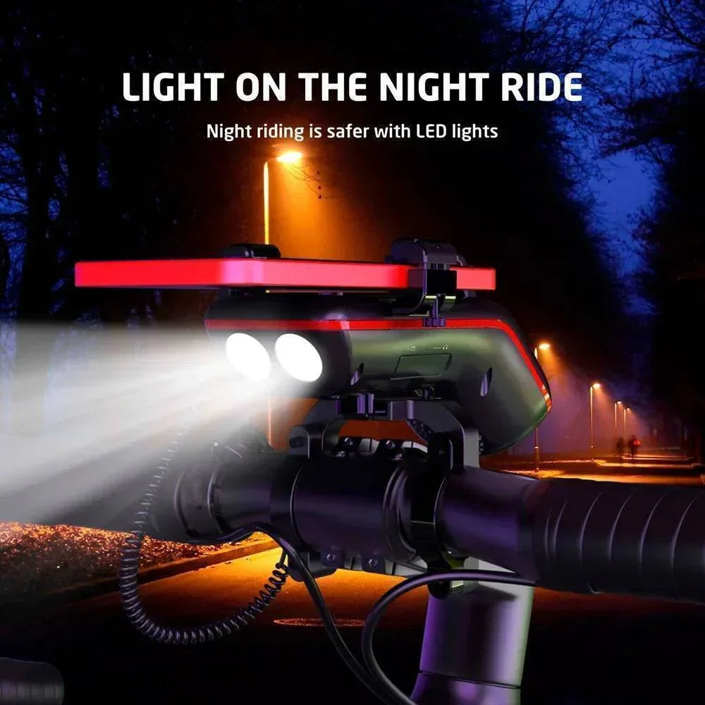 10-in-1 Bike Light for Cyclists | Bluetooth Speaker, Power Bank & Phone Mount | 5000mAh Battery, Handlebar Fit