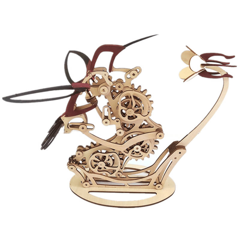 Wooden Mechanical Hummingbird Sculpture | Cam-Driven Kinetic Wings & Tail Motion | Handcrafted Wood Art Display Piece 6