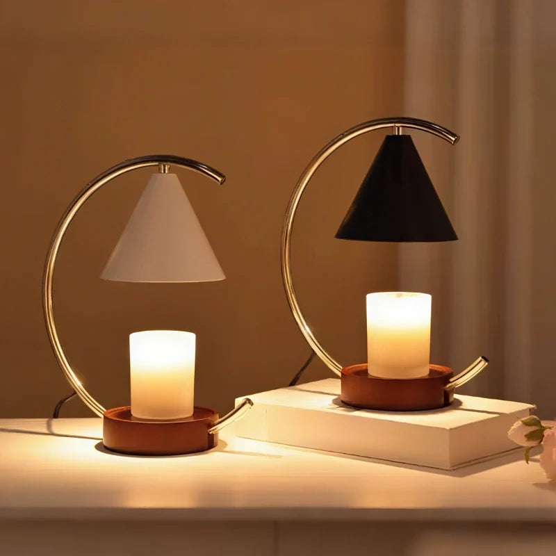Wax Warmer Lamp Wood and Iron | Dimmable Light with Timer Function | Flameless Fragrance Diffuser for Home Decor 9