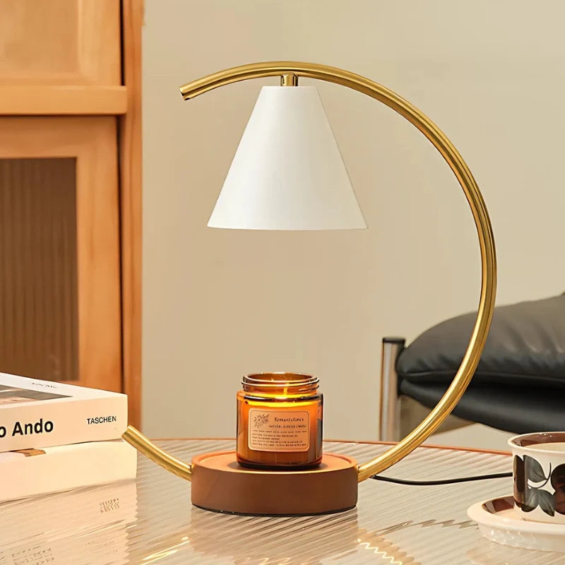 Wax Warmer Lamp Wood and Iron | Dimmable Light with Timer Function | Flameless Fragrance Diffuser for Home Decor 4