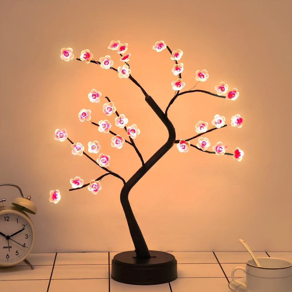 LED Blossom Branch Light 50 cm Tall | Bendable Wire Branches, 72 Warm White LEDs | USB or 3 x AA Battery Powered, Touch Switch 2