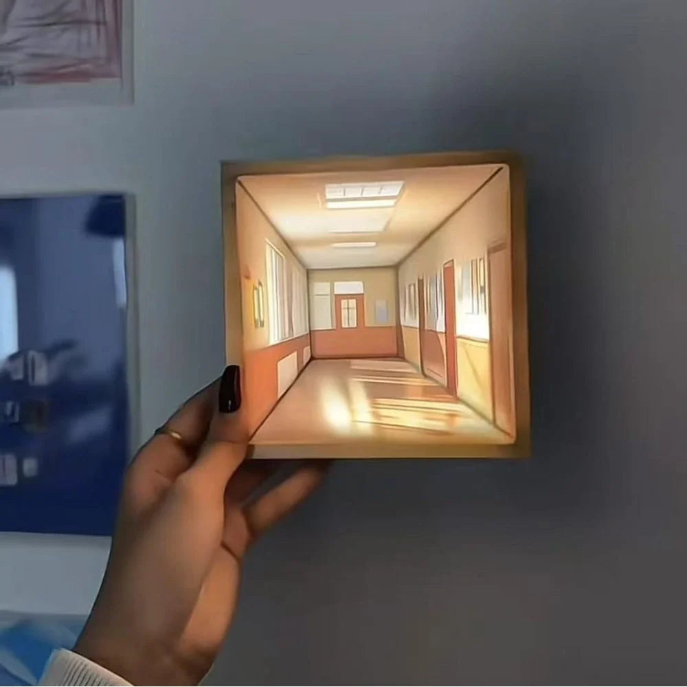 3D Wall Light Panel Wood & PVC 13.8 x 12 cm | 3 Colour Modes, Touch Control | Rechargeable, Cordless, Velcro Mount 10