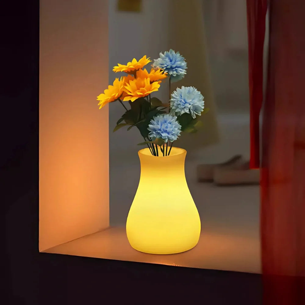 LED Flower Vase Plastic 11 x 11 x 15 cm | Rechargeable & IP65 Waterproof | 16 Colours, Remote Control, USB Charging 6