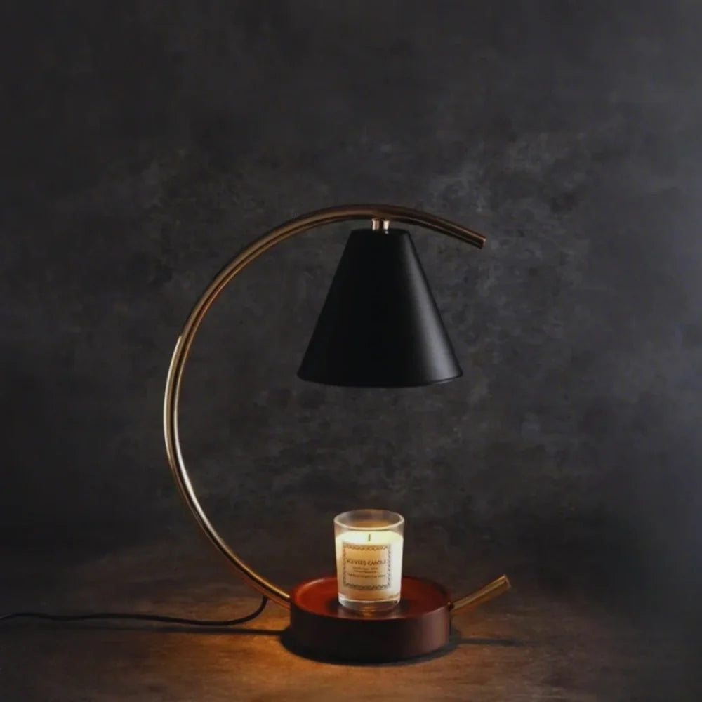 Wax Warmer Lamp Wood and Iron | Dimmable Light with Timer Function | Flameless Fragrance Diffuser for Home Decor 2