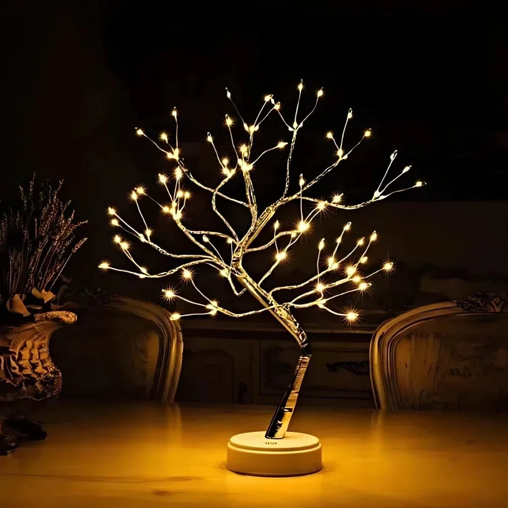 LED Branch Light Tree, Copper Wire, 50 cm | Drop or Pearl Shades, Warm White Glow | Adjustable Branches, USB or Battery Powered 1