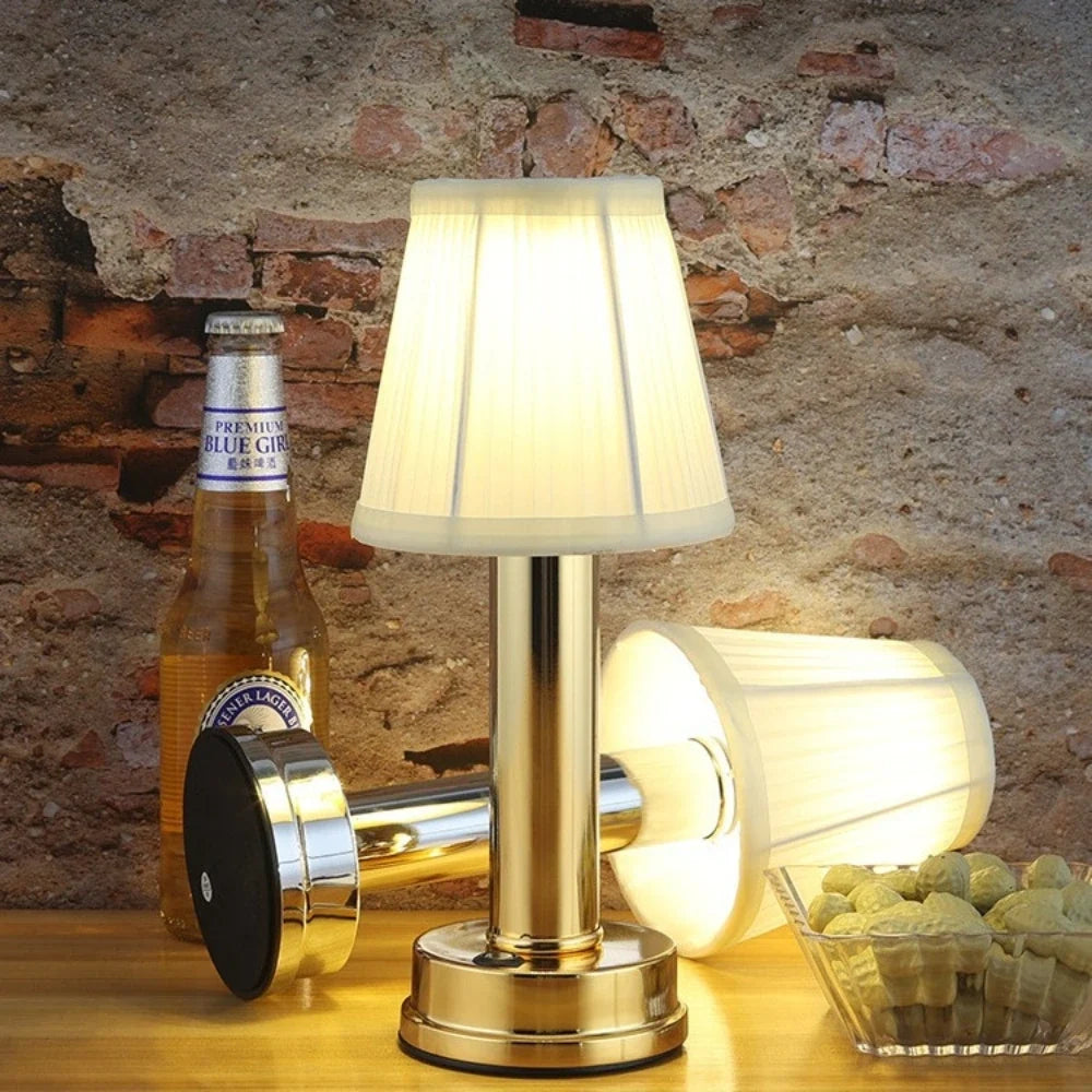 Rechargeable Table Lamp Fabric & Aluminium | Touch Control with 3 Brightness Levels | Cordless Up to 12 Hours Light 3