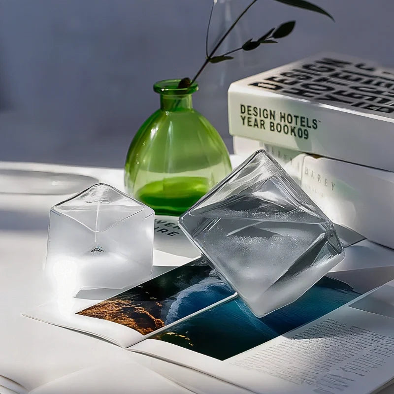 Crystal Weather Lamp Glass & Wood | Water Drop or Cube Shape, USB or Battery Powered | 7-Colour LED, Crystals React to Temperature 2