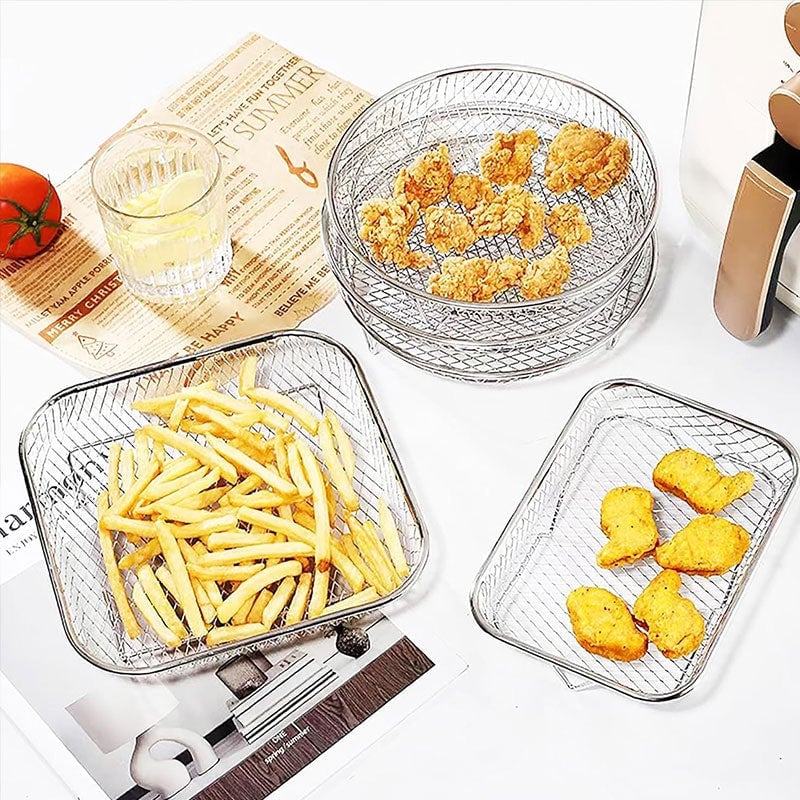 3-Tier Stackable Air Fryer Rack Stainless Steel | Even Air Circulation Grid Design | Cooks Multiple Foods at Once 15