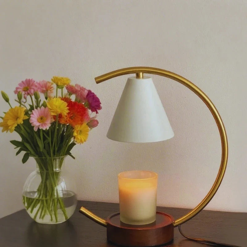 Wax Warmer Lamp Wood and Iron | Dimmable Light with Timer Function | Flameless Fragrance Diffuser for Home Decor 3
