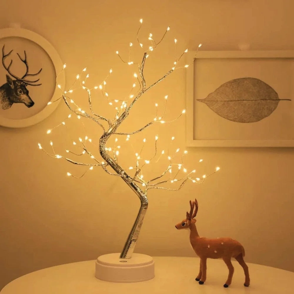LED Branch Light Tree, Copper Wire, 50 cm | Drop or Pearl Shades, Warm White Glow | Adjustable Branches, USB or Battery Powered 9