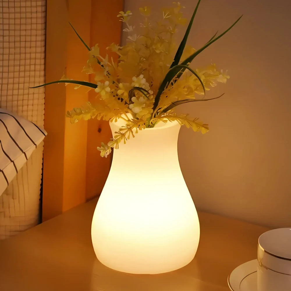 LED Flower Vase Plastic 11 x 11 x 15 cm | Rechargeable & IP65 Waterproof | 16 Colours, Remote Control, USB Charging 15
