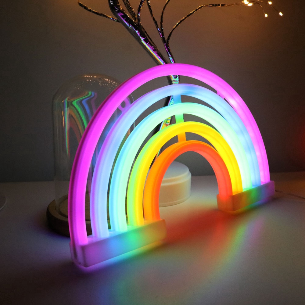 LED Rainbow Neon Sign | Dual Powered by USB or 3AA Batteries | Colourful Wall Decor for Bedroom, Gaming Room & Parties 5