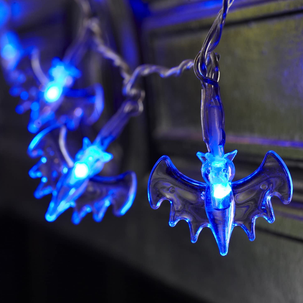 Halloween Bat String Lights | LED Indoor Outdoor Decor | PVC Weatherproof, Hangs on Pathway, Porch or Garden Fence 2