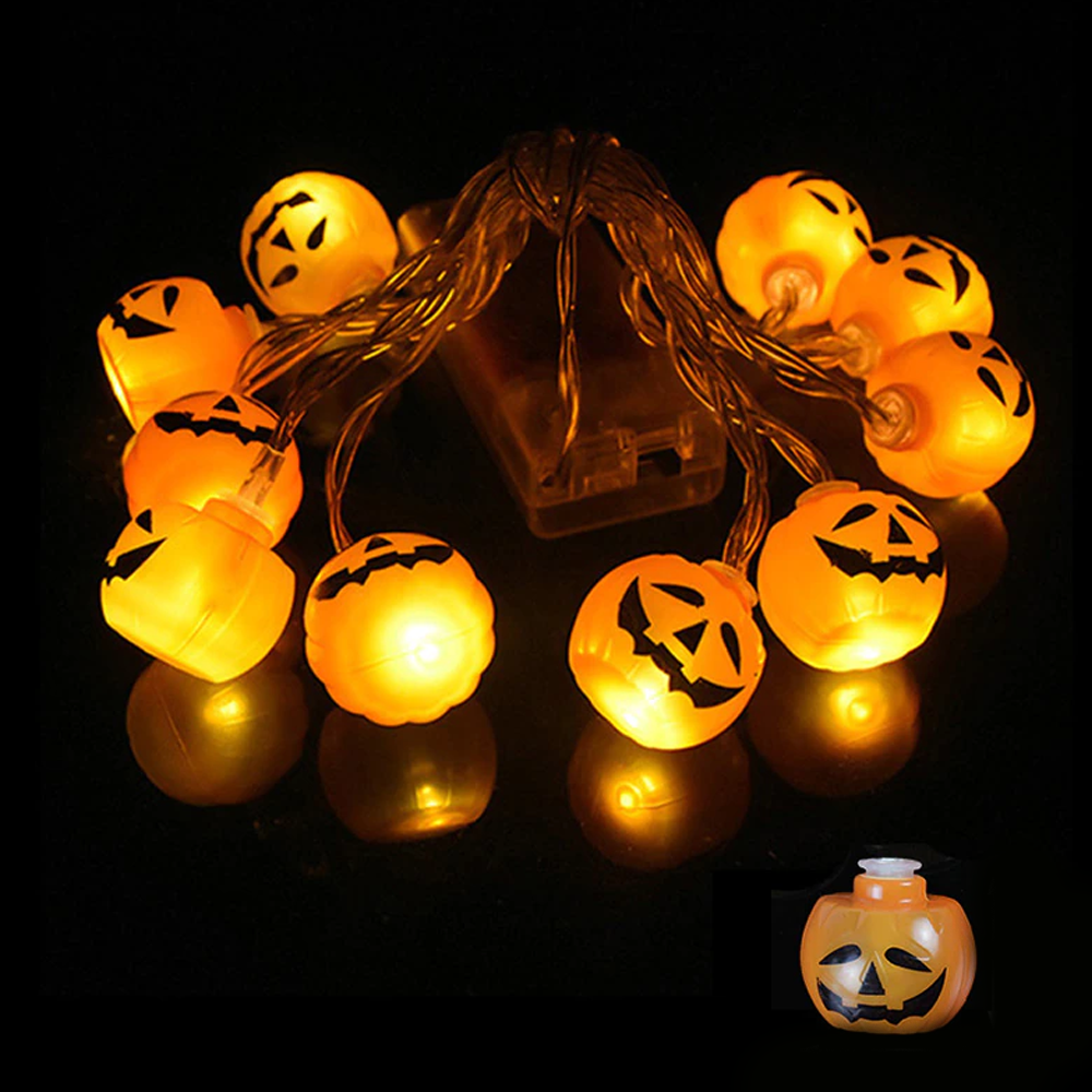 LED Pumpkin String Lights for Halloween | Battery-Powered with Carved Smiley Faces | Warm Glow Indoor Outdoor Decor 5