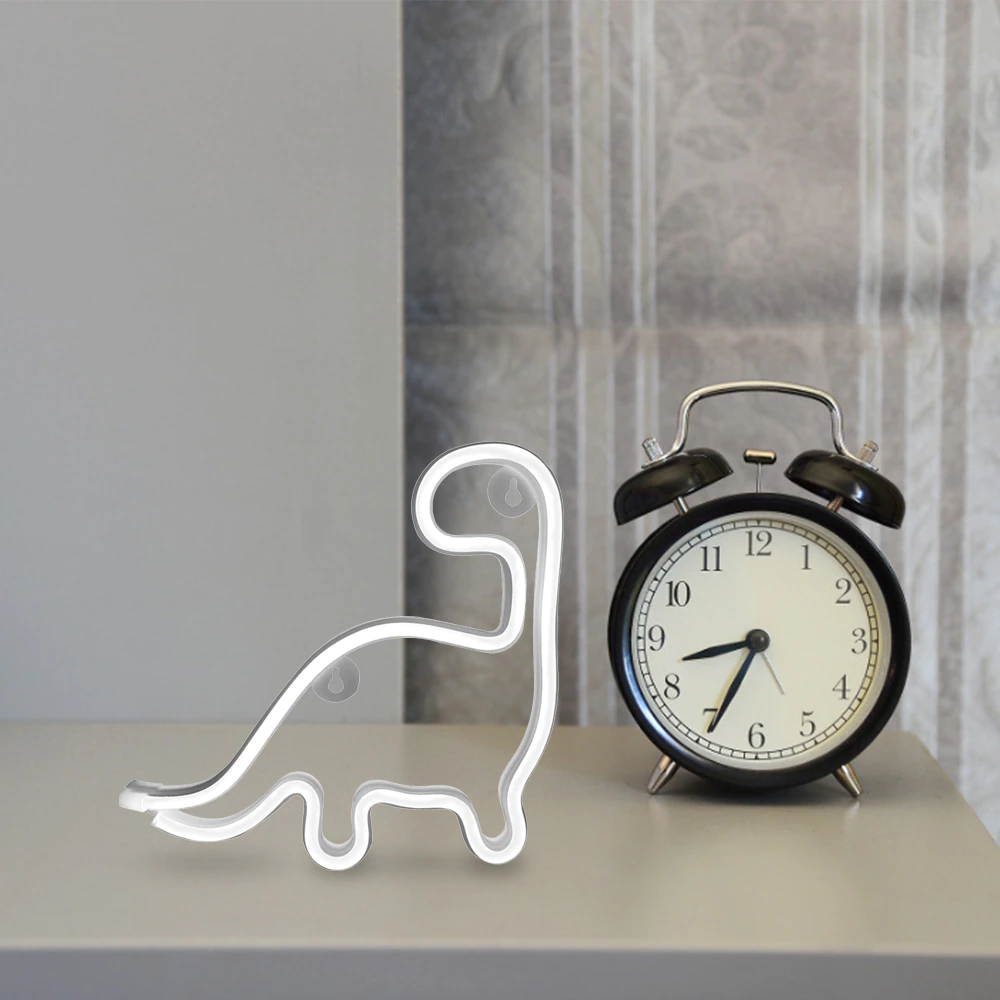 Neon Dinosaur LED Wall Light | USB or Battery Powered, Two Modes | Soft Glow Night Light for Bedroom, Gaming or Gifting 6