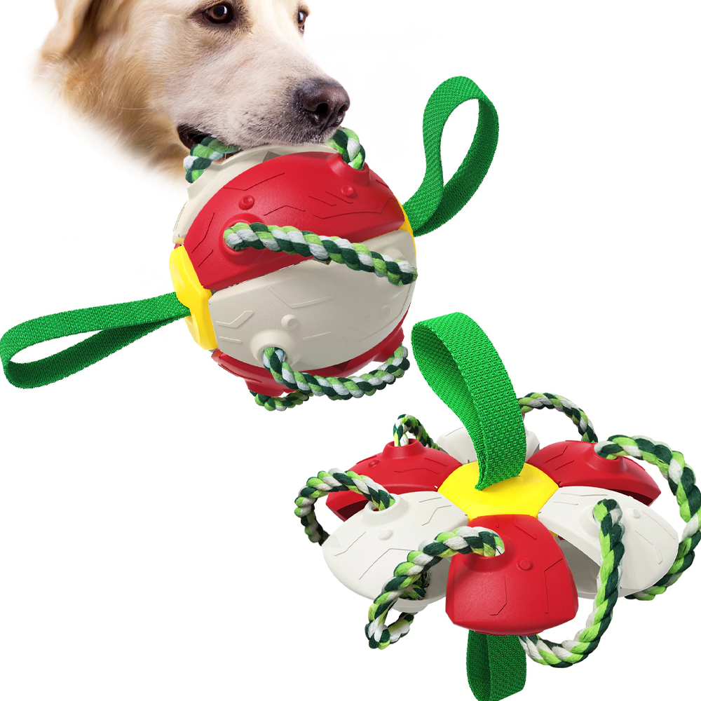 Bouncing Frisbee Ball Interactive Dog Toy | Converts to Ball in Seconds | Cotton Rope Chew Boosts Oral Health and Grip 7