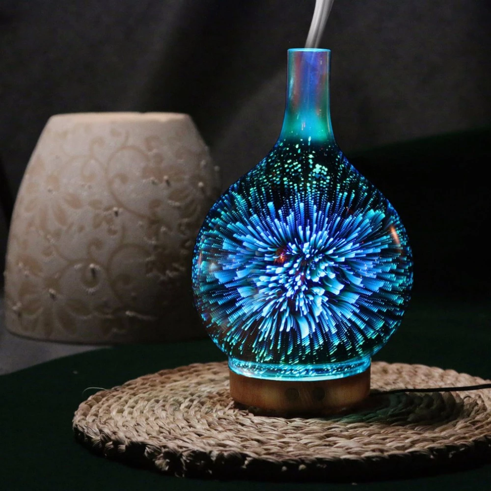 3D Glass Aromatherapy Ultrasonic Diffuser | 7 LED Meteor Light Effect | 100ml Mist Capacity for Relaxing Sleep 1