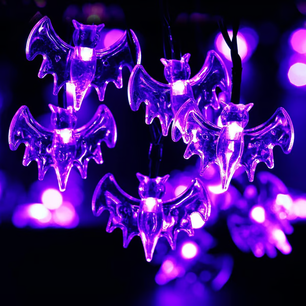 Halloween Bat String Lights | LED Indoor Outdoor Decor | PVC Weatherproof, Hangs on Pathway, Porch or Garden Fence 3