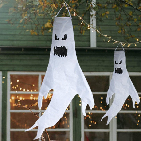 Flying Ghost Halloween Decoration | LED Light-Up Option, Hangs Anywhere | Reusable Fabric Party Prop & Photo Booth 5