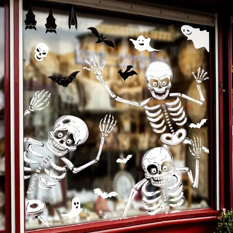 Halloween Window Clings | 140 Pieces on 8 Sheets | Double-Sided PVC, Reusable No-Glue Stickers for Windows & Glass Doors 1