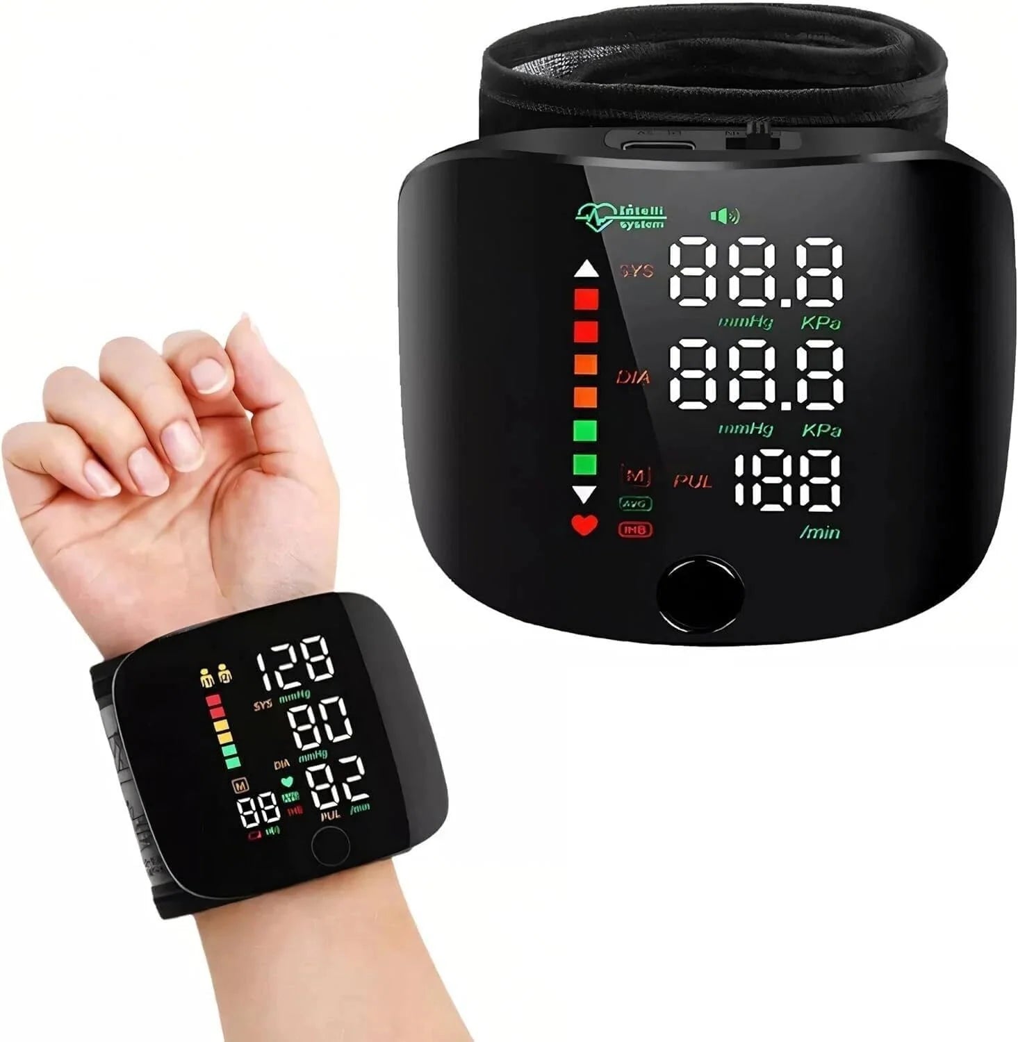 Wrist BP Monitor | Digital Blood Pressure Cuff with Large LED Display and Memory