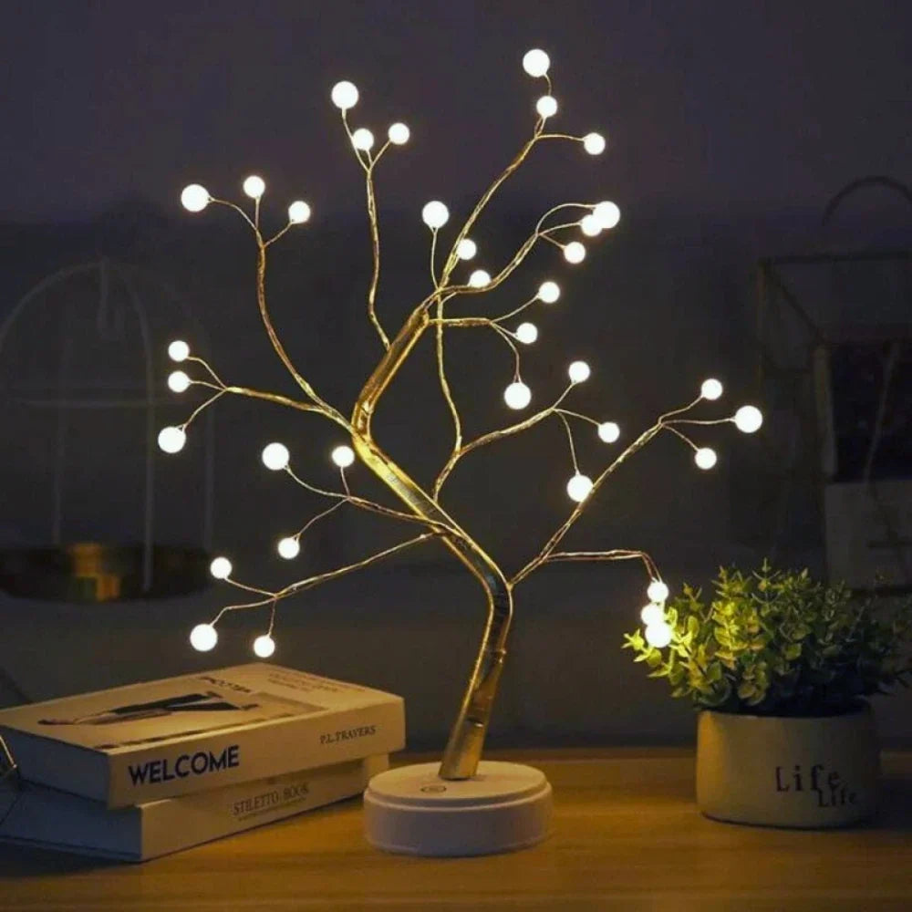 LED Branch Light Tree, Copper Wire, 50 cm | Drop or Pearl Shades, Warm White Glow | Adjustable Branches, USB or Battery Powered 10