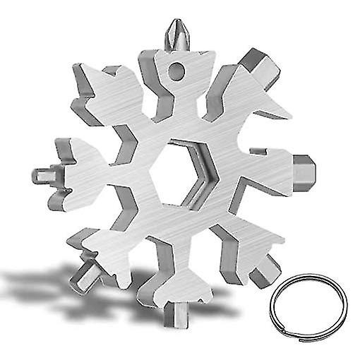 18-in-1 Multi-Tool Keychain Stainless Steel | Snowflake Design with Screwdrivers & Wrenches | Compact Pocket Repair Tool