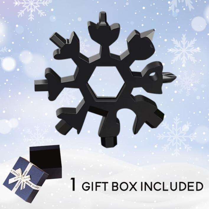 18-in-1 Multi-Tool Keychain Stainless Steel | Snowflake Design with Screwdrivers & Wrenches | Compact Pocket Repair Tool