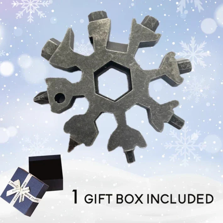18-in-1 Multi-Tool Keychain Stainless Steel | Snowflake Design with Screwdrivers & Wrenches | Compact Pocket Repair Tool