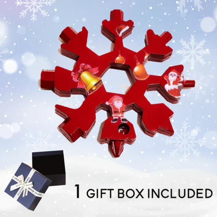 18-in-1 Multi-Tool Keychain Stainless Steel | Snowflake Design with Screwdrivers & Wrenches | Compact Pocket Repair Tool