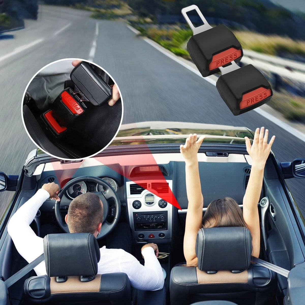 Seat Belt Alarm Silencer Clips (2-Pack) | Tool-Free Plug-In Buckle Inserts | Stops Annoying Seat Belt Beeping Fast 1