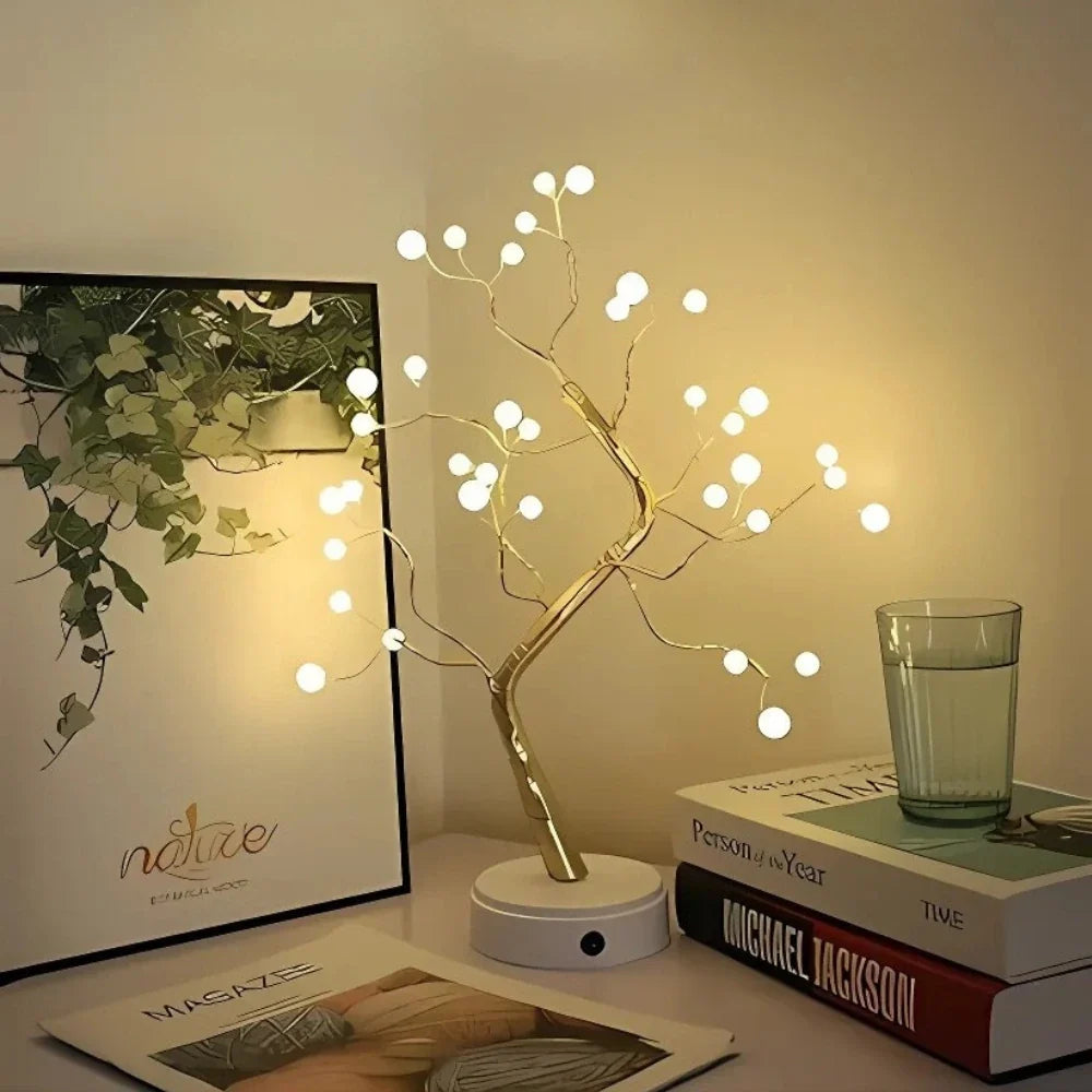 LED Branch Light Tree, Copper Wire, 50 cm | Drop or Pearl Shades, Warm White Glow | Adjustable Branches, USB or Battery Powered 11