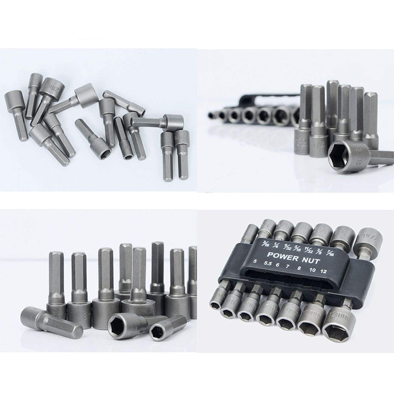 Hex Shank Nut Driver Bit Set, Chrome Vanadium Steel | 14-Piece Metric & Imperial Sizes | Fits Drills & Screwdrivers 8