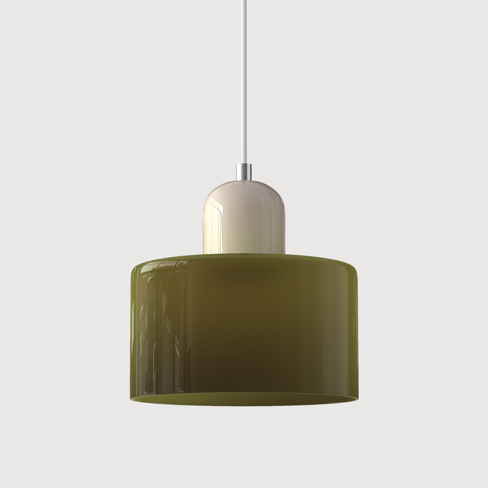 Glass Pendant Light Bauhaus Style Ø 15 cm | Coloured Glass Shade, Adjustable Cord | Warm Illumination for Dining and Living Areas 37