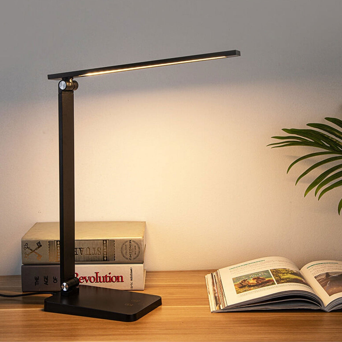 Foldable LED Desk Lamp Aluminium | Touch Dimmer, USB Powered | Adjustable Folding Arm, 700 Lumens, Black or White 15