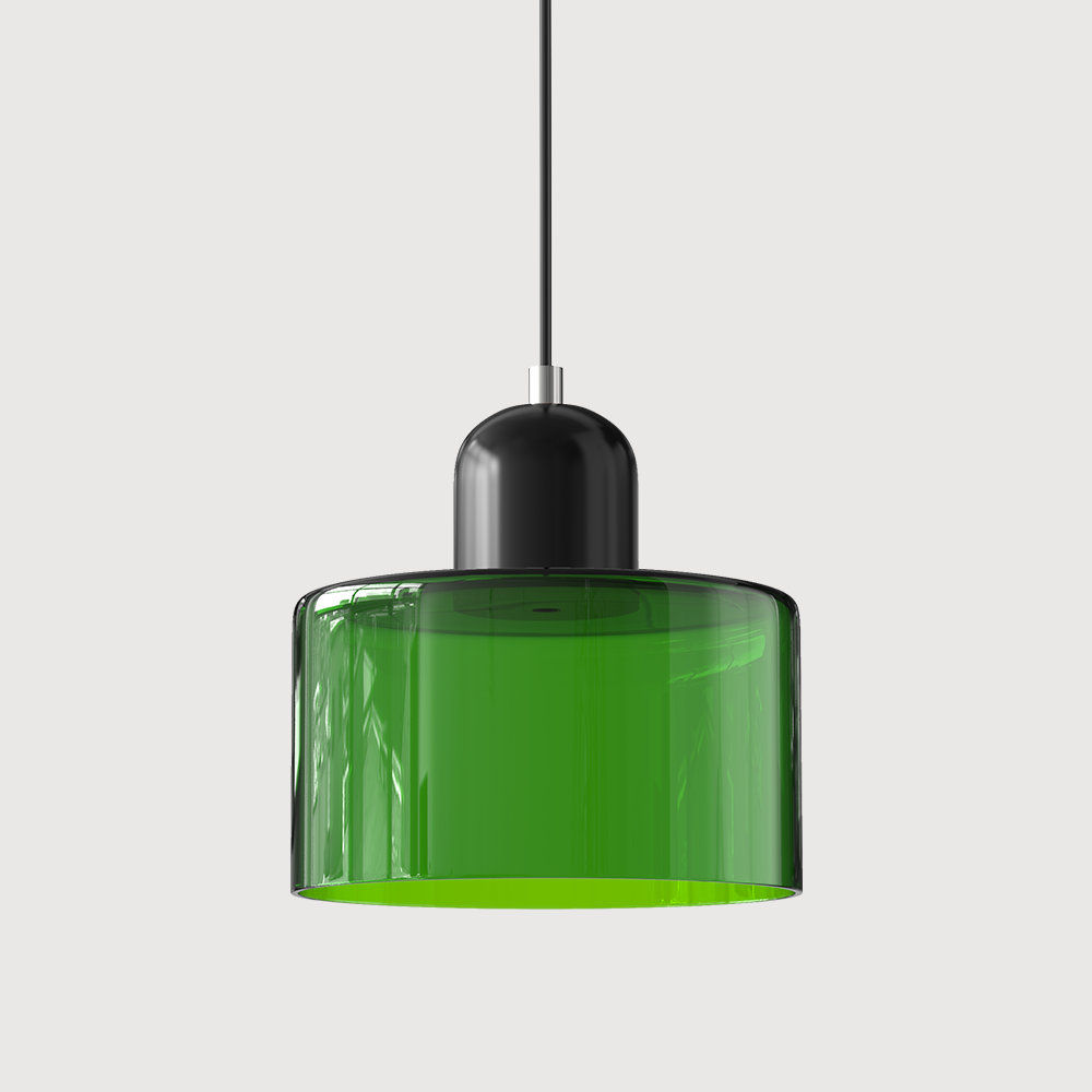 Glass Pendant Light Bauhaus Style Ø 15 cm | Coloured Glass Shade, Adjustable Cord | Warm Illumination for Dining and Living Areas 13