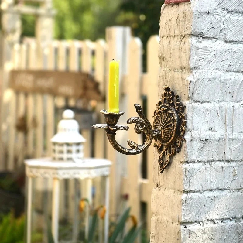 Wrought Iron Candle Sconce 18.5 x 18.5 x 13 cm | Ornate Scrollwork Wall Design | Holds Taper Candles & Doubles as Hook 7