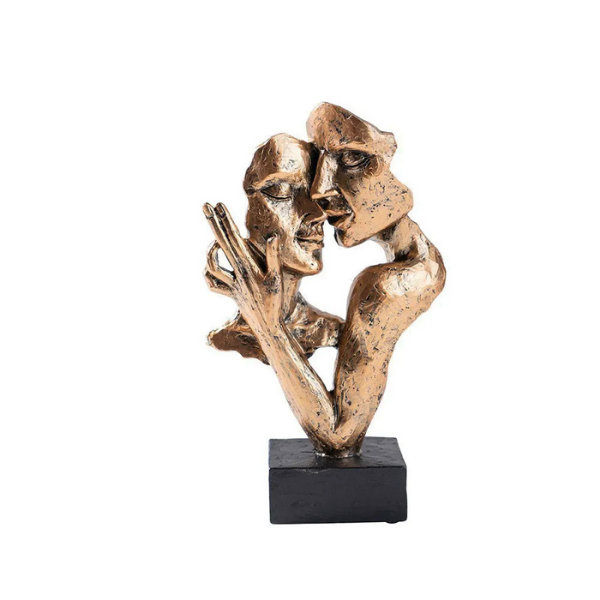 Abstract Kiss Sculpture Resin 16-18 cm | Black or Bronze Finish | Textured Couple Statue for Shelf, Sideboard, Nightstand 12