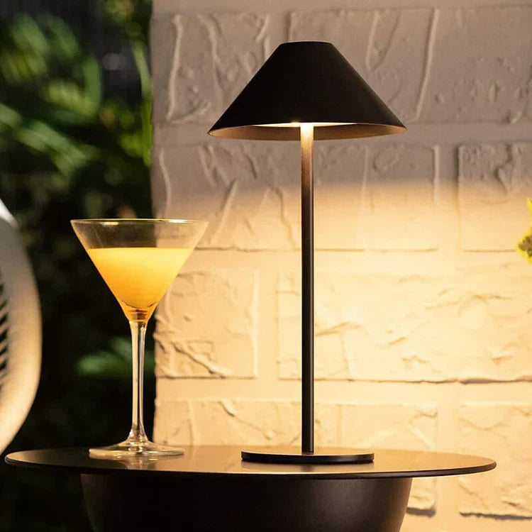 Cordless Cone Table Lamp Metal & Acrylic 26.5-36.5 cm | 5 Colours | Dimmable, Waterproof, USB-C Rechargeable, Indoor & Outdoor Use 2