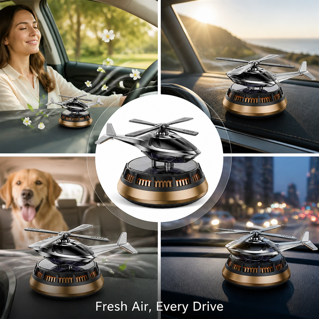 Solar Car Air Freshener Spinner | Sunlight-Powered Rotating Blades | Long-Lasting Fragrance, No Batteries Required 2