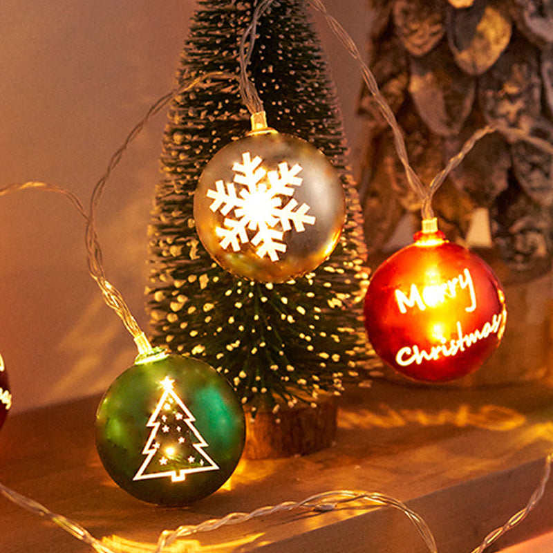 Star & Ball String Lights Christmas Decoration | 20-Light Plug-In Design, Warm White Glow | Waterproof PVC Casing 5