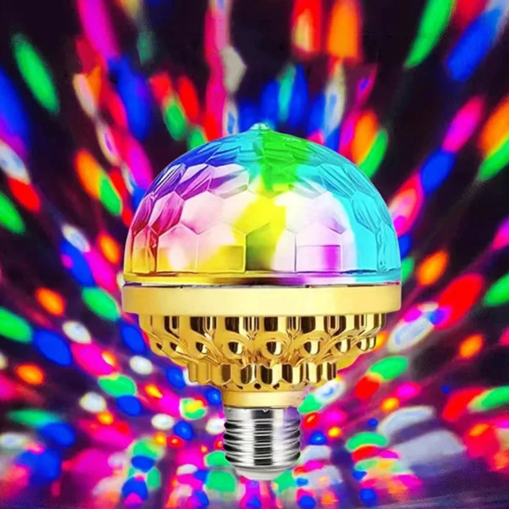 Rotating Disco LED Bulb, E27 Base | RGB Red, Blue & Green Light | Spins Swirling Patterns Across Walls, Ceilings and Floors 1